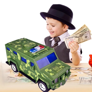 گاوصندوق طرح ماشین ارتشی سبز Military Car Safe Box -اسباب بازی
